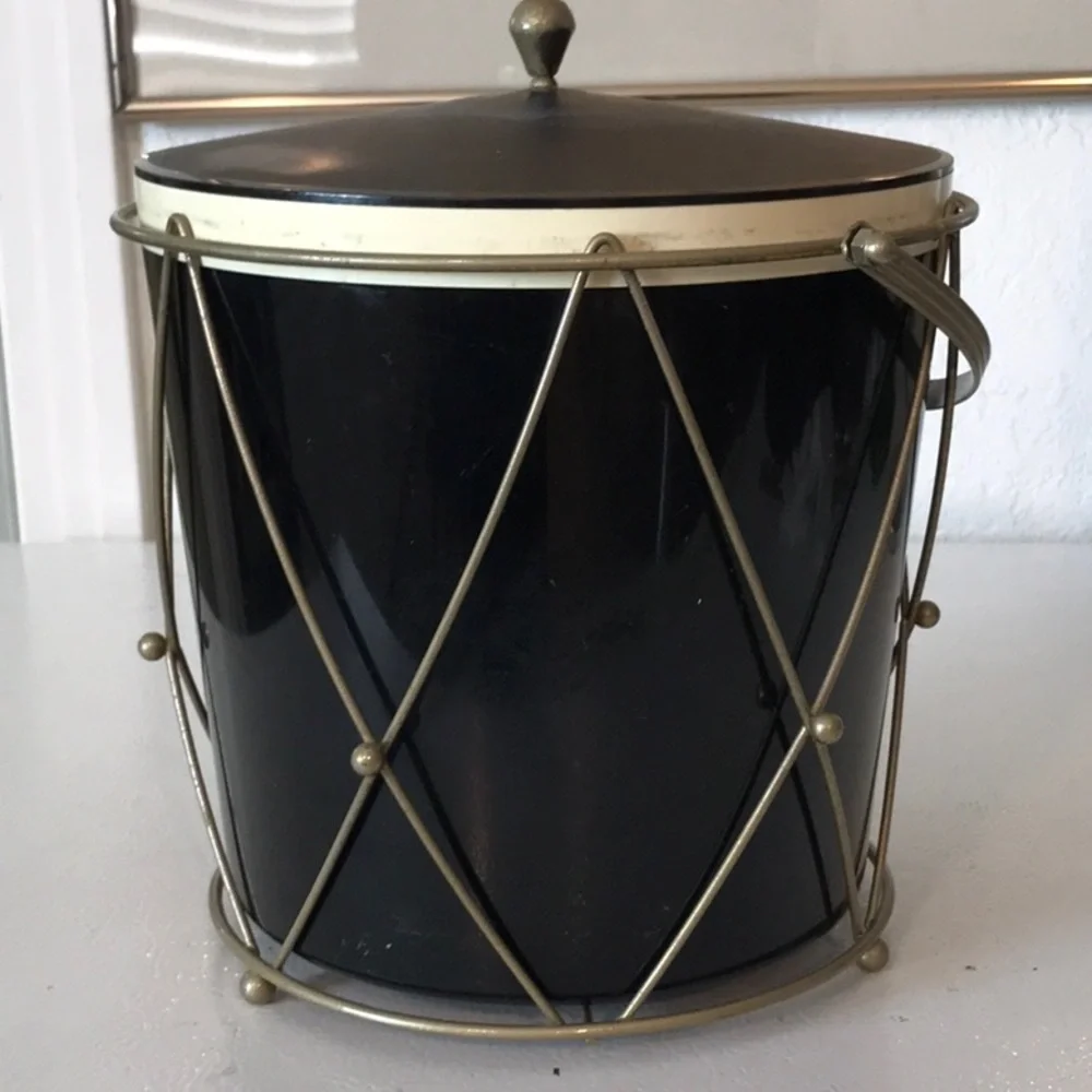 Thermos Insulated Ice Tub Mid Century Modern Ice Bucket Removable Holder